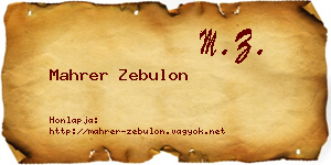 Mahrer Zebulon névjegykártya